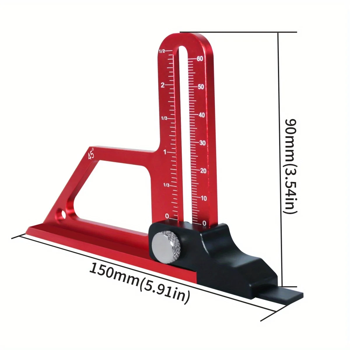 (image for) Adjustable Table Saw Depth Gauge 0-60mm with Metric and Inch Scale Aluminum Installing Blade Router Bits Height Measuring Gauge