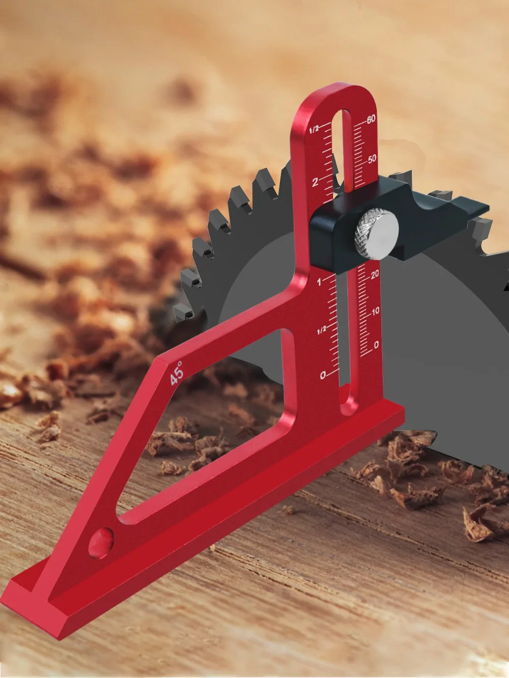 (image for) Adjustable Table Saw Depth Gauge 0-60mm with Metric and Inch Scale Aluminum Installing Blade Router Bits Height Measuring Gauge